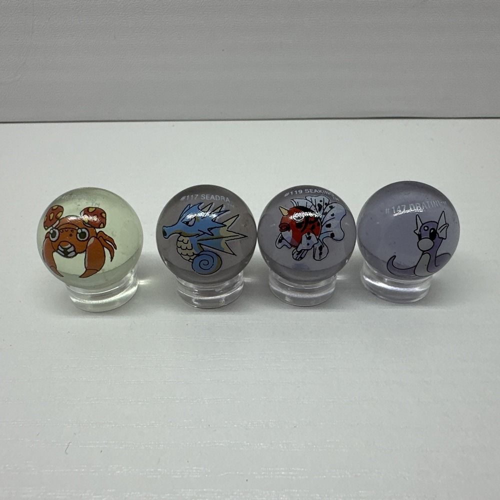 Vintage ToyBiz Pokemon Marbles #46 Paras #117 Seadra #119 Seaking #147 Dratini